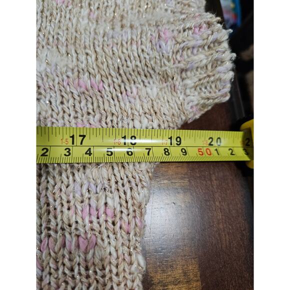 Vintage Jonathan Martin Glam Glittery Beige Cropped Sweater Size M Linen Blend - Picture 12 of 16